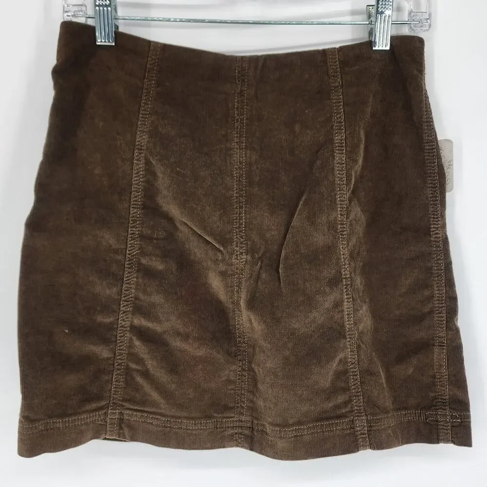 Free People Corduroy Mini Skirt Moss Green Women's Size 8 NWT